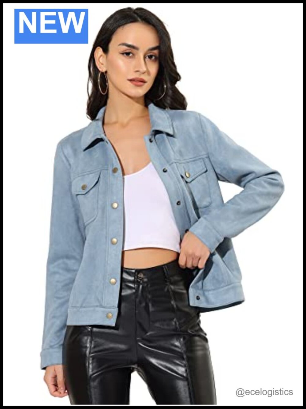 Womens Faux Suede Shacket Snap Button Front Long Sleeve Loose Fit Casual Jacket